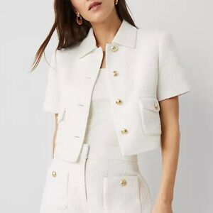 White Petite Tailored Tweed Jacket 6P